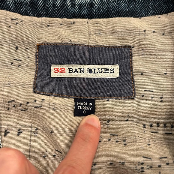 32 Bar Blues Men’s Denim Vest Size Small 100% Cotton - Picture 4 of 8